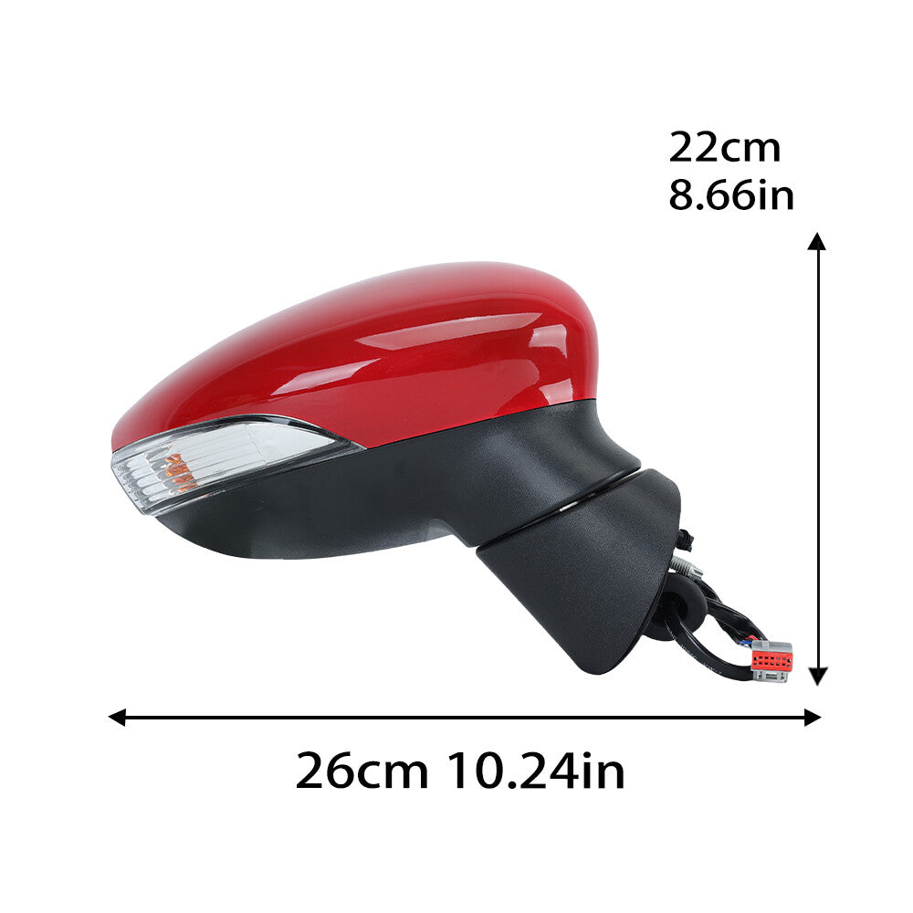 F¨¹r for Ford Fiesta MK7 13-17 Rechts Rot Au?enspiegel Manuell Beheizbar Spiegelglas