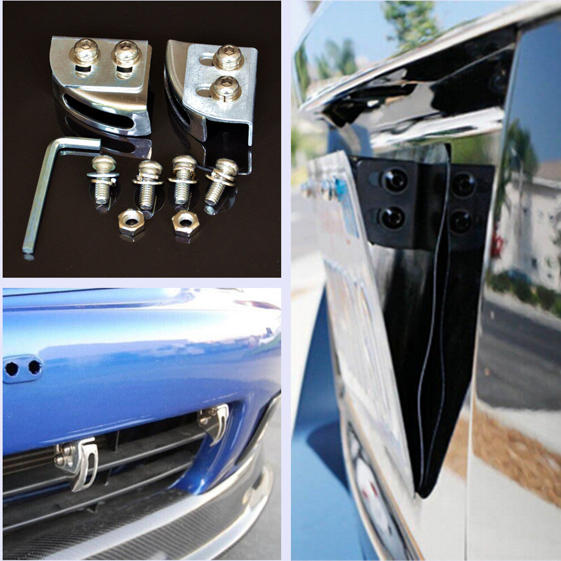 Car Suv Bumper License Plate Relocator Holder Mounting Adjustable Angle