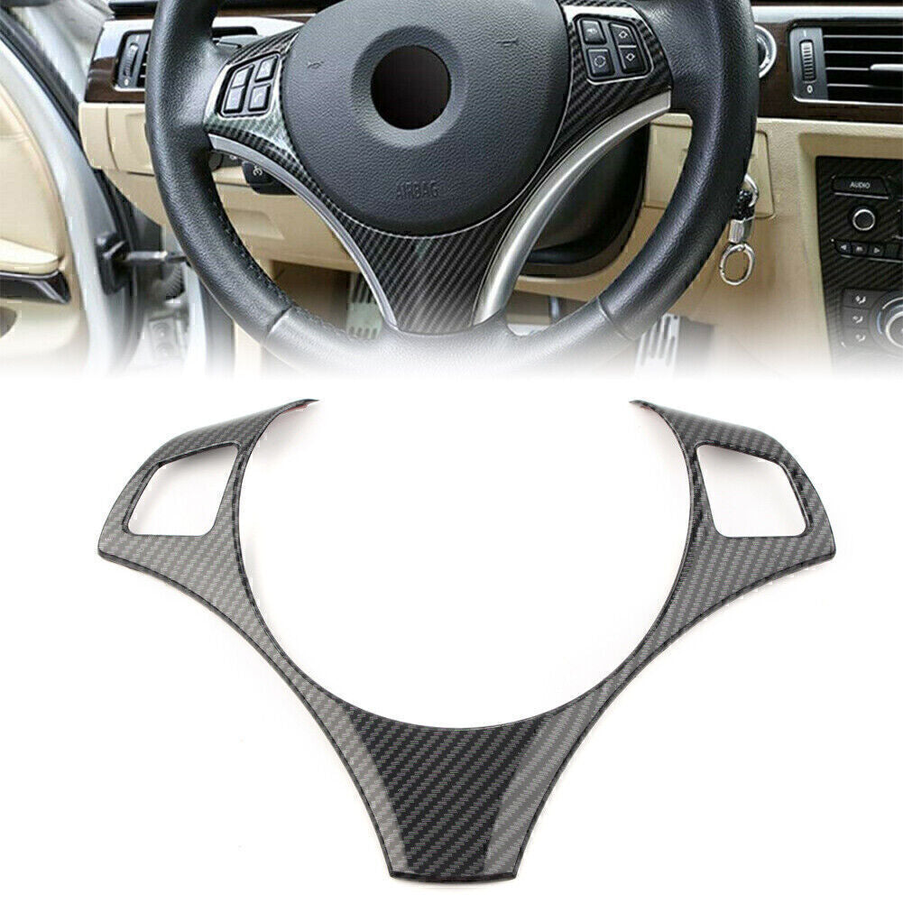 Steering Wheel Frame Trim Cover Fit for BMW 3 Series E90 E92 E93 05-12 Carbon Fiber