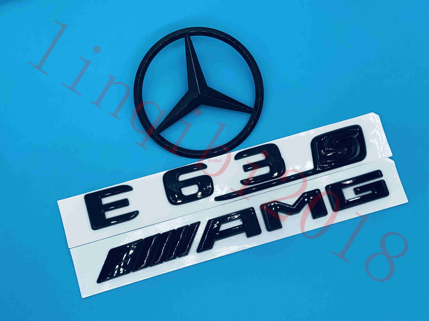 Glossy Black E63S AMG Trunk Logo Sticker Decal Badge Set for W213 E63