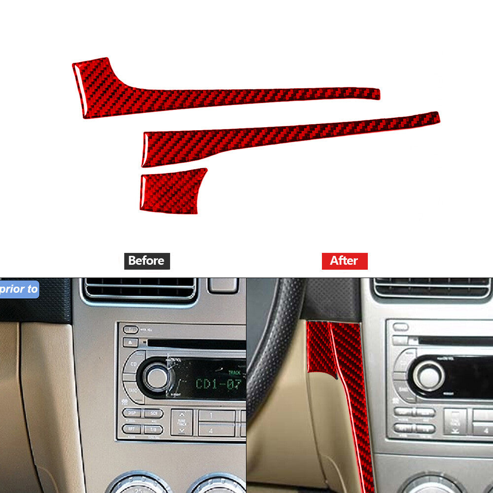 Red Carbon Fiber Center Control Side Decorative Cover for Subaru Forester 05-08
