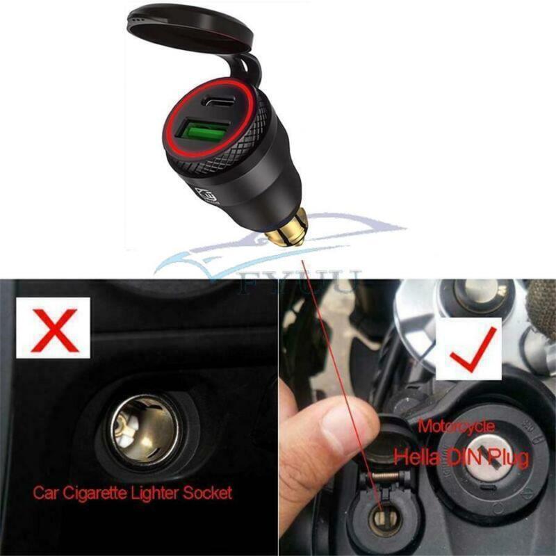 for BMW F800GS F650GS F700GS USB Type C Fast Charger Red LED Light Waterproof