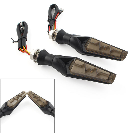 LED Flowing Turn Signal Amber Light Lamp Double-sided Blinker Smoke Motorcycle