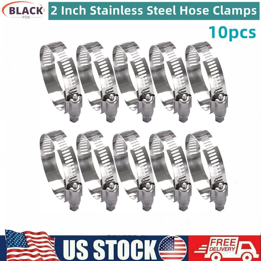 304 Stainless Steel Hose Clamps for 2-inch Pipes - Adjustable Worm Gear Hose Clamps