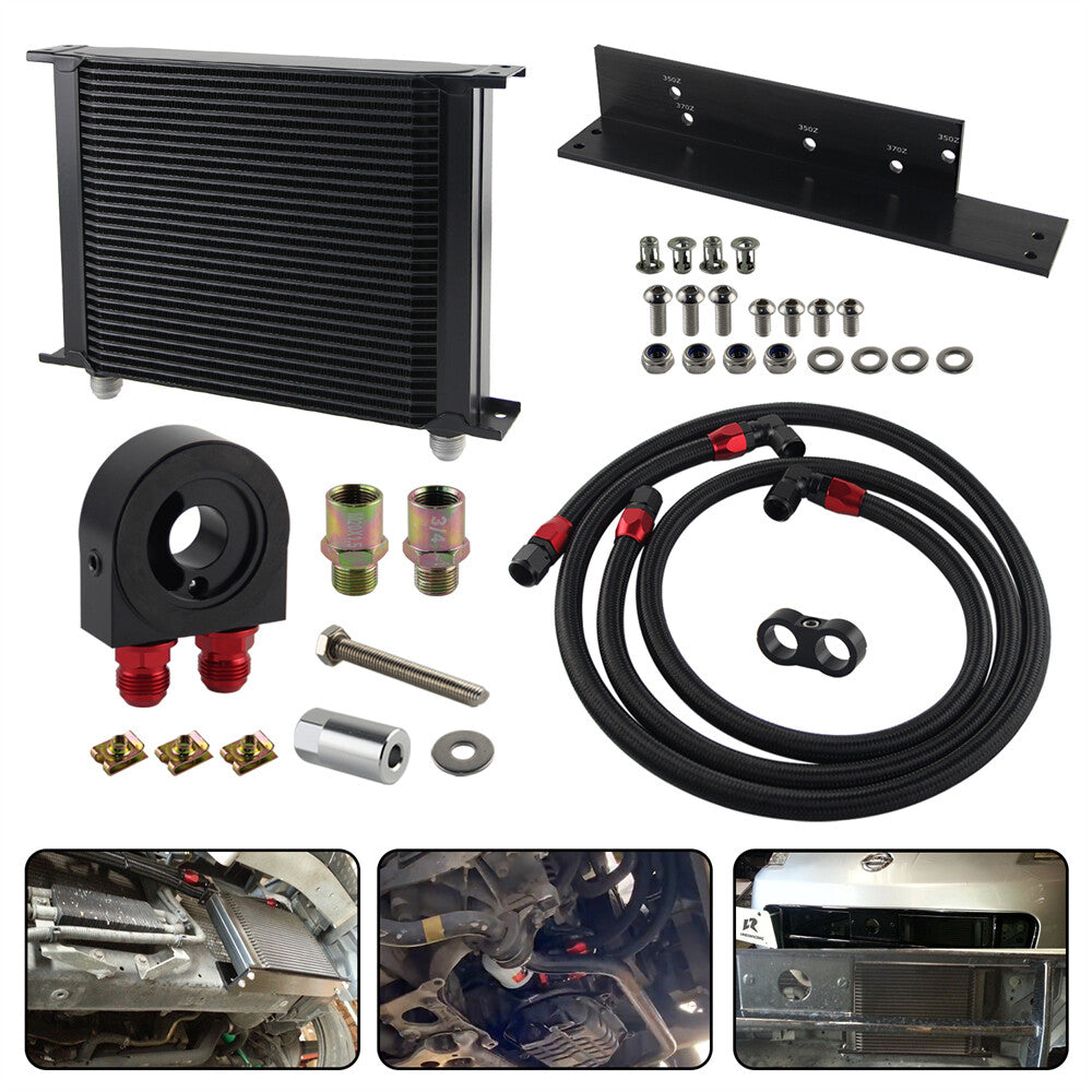 30 Row Bolt On Oil Cooler Kit for Nissan 03-08 350z Fairlady 09-17 370Z BK