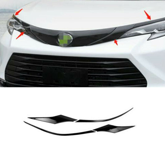 for Toyota for Sienna 2021-23 Glossy Black Front Engine Hood Grille Panel Cover Trim