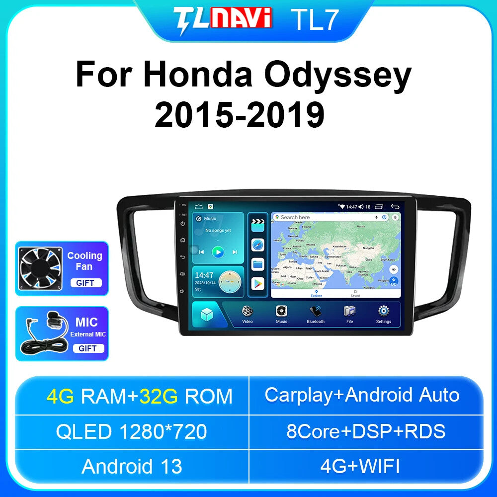for Honda Odyssey 2015-2019 CarPlay Car Radio GPS Multimedia Video Player Screen