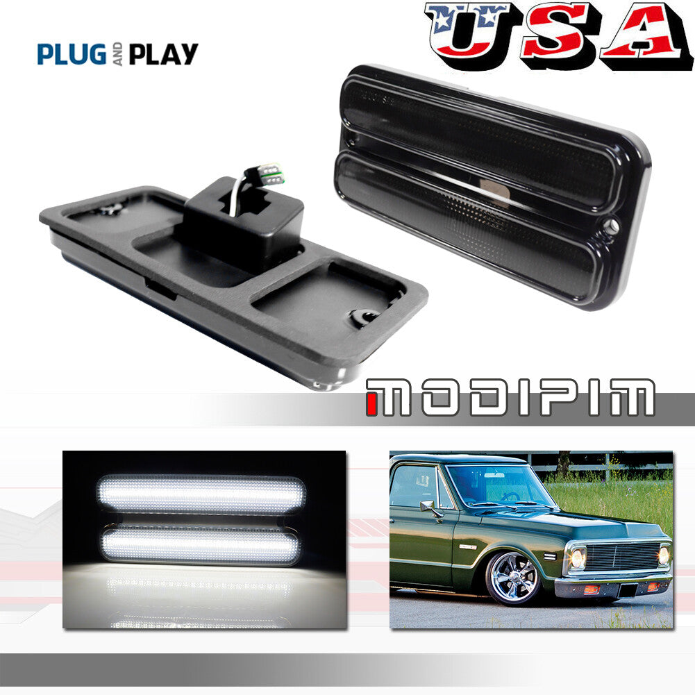 2-Pack Left/Right Marker Light Reflectors in White for 1968-1972 for Chevrolet for GMC Trucks