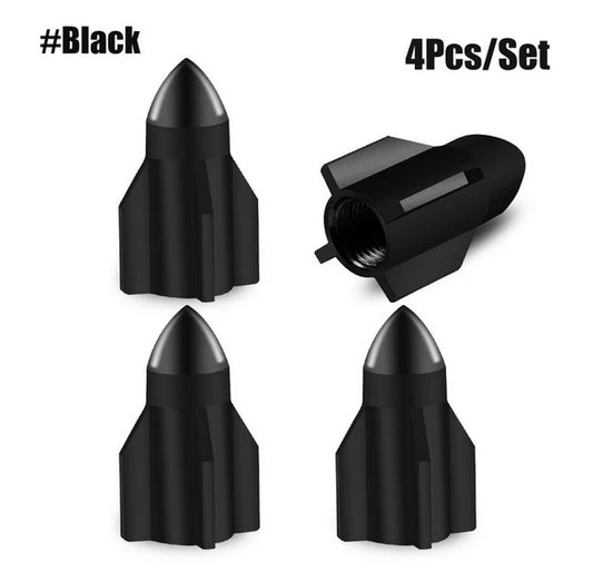 4-piece car tire valve cover rod air dust cover black and white skull for Cadillac