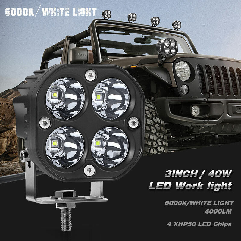 2X 3 80W LED Work Light Spot Cube Pods Bar Driving White Fog Lamp Offroad Truck