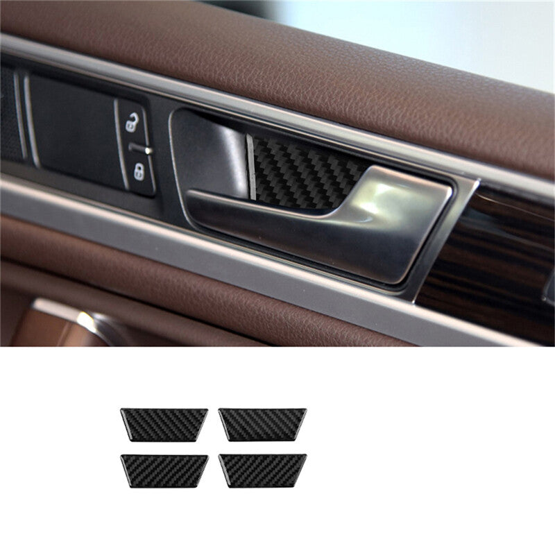 4Pcs Inner Door Handle Trim Cover Decor Carbon Fiber for VW Touareg 2011-2018