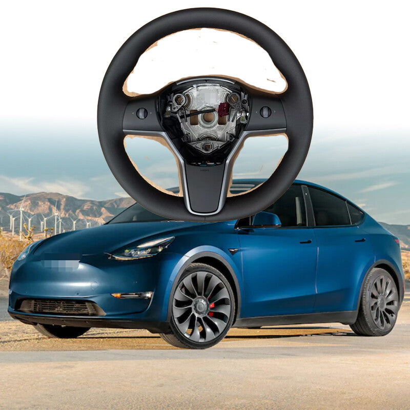 Fit for Tesla Model 3 Y Driver Heated Leather Steering Wheel 1490214-00-B