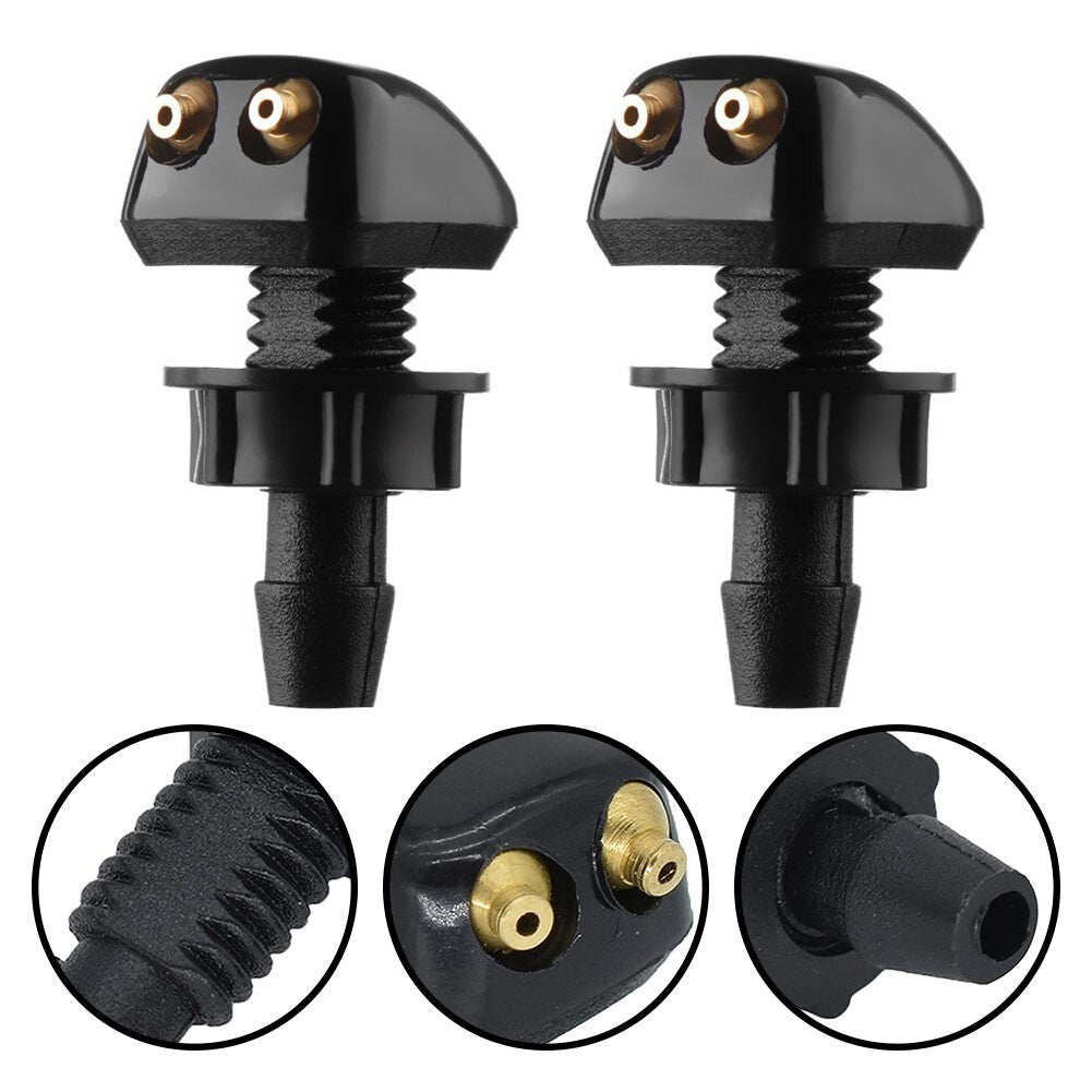 2-Piece Universal Dual-Hole Car Windshield Washing Machine Nozzle Wiping Spray