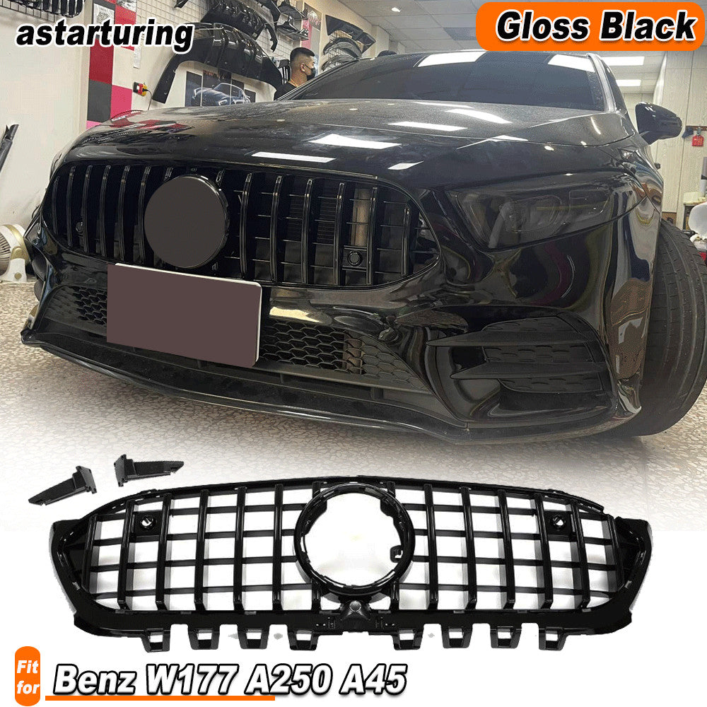for Mercedes-Benz A-Class W177 A250 A45 2019-23 Gloss Black Front Bumper Grille
