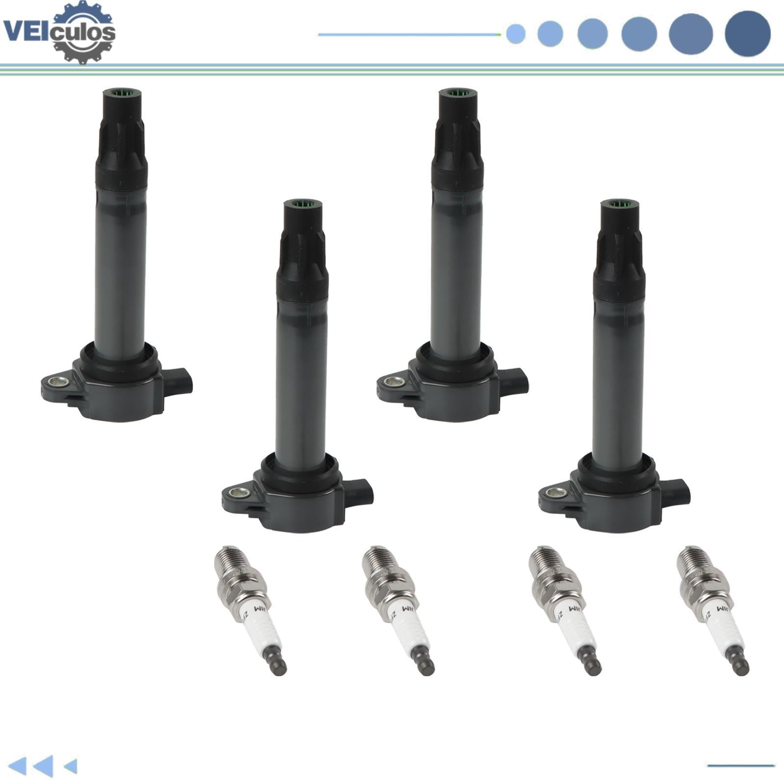 4x Ignition Coil + 4x Spark Plug For 2007-2016 for Jeep Compass Patriot L4 2.0L 2.4L