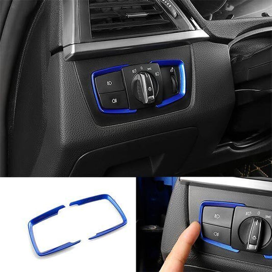 Blue Frame Trim Headlight Switch Control ABS Fit for BMW 3 4 Series GT 2013-2019