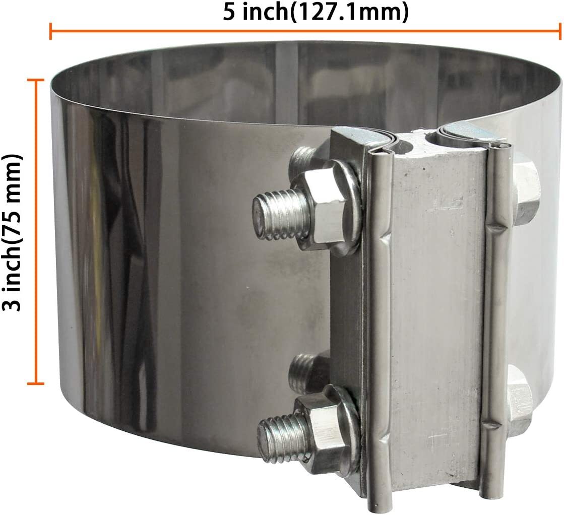 5-inch Butt Fitting Exhaust Clip 304 Stainless Steel Exhaust Strap for 5-inch OD Exhaust Pipes