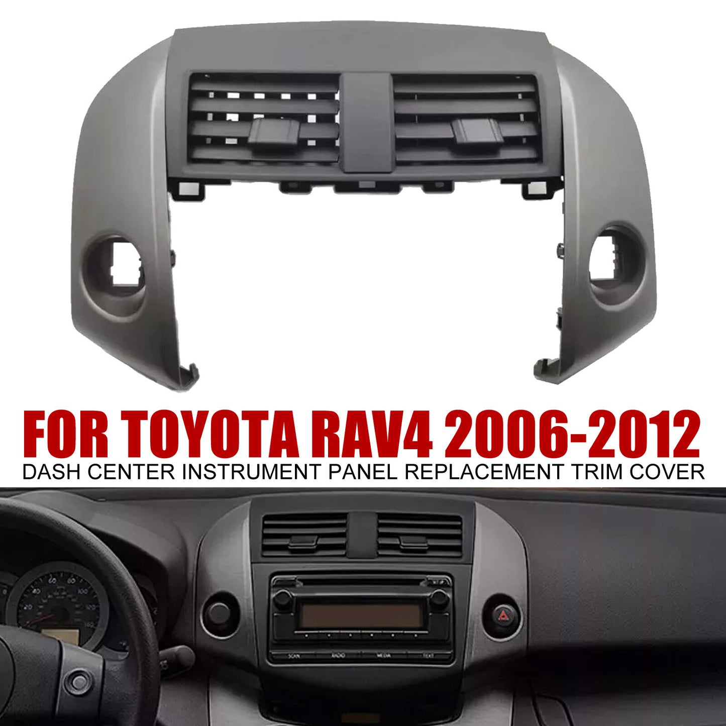 for Toyota RAV4 2006-2012 Dash Center Instrument Panel Replacement Trim Cover