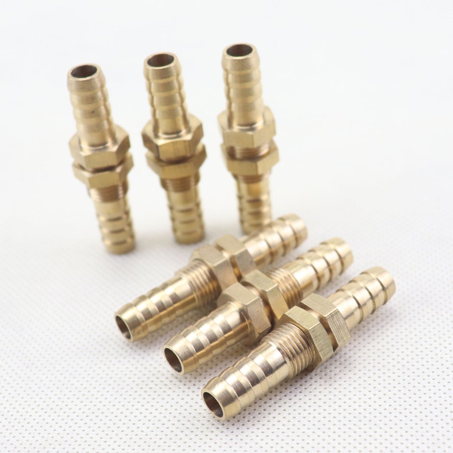 6Pcs 5/16(8mm ) Hose Barb Brass Bulkhead Pipe Fitting Coupler Connector Adapter