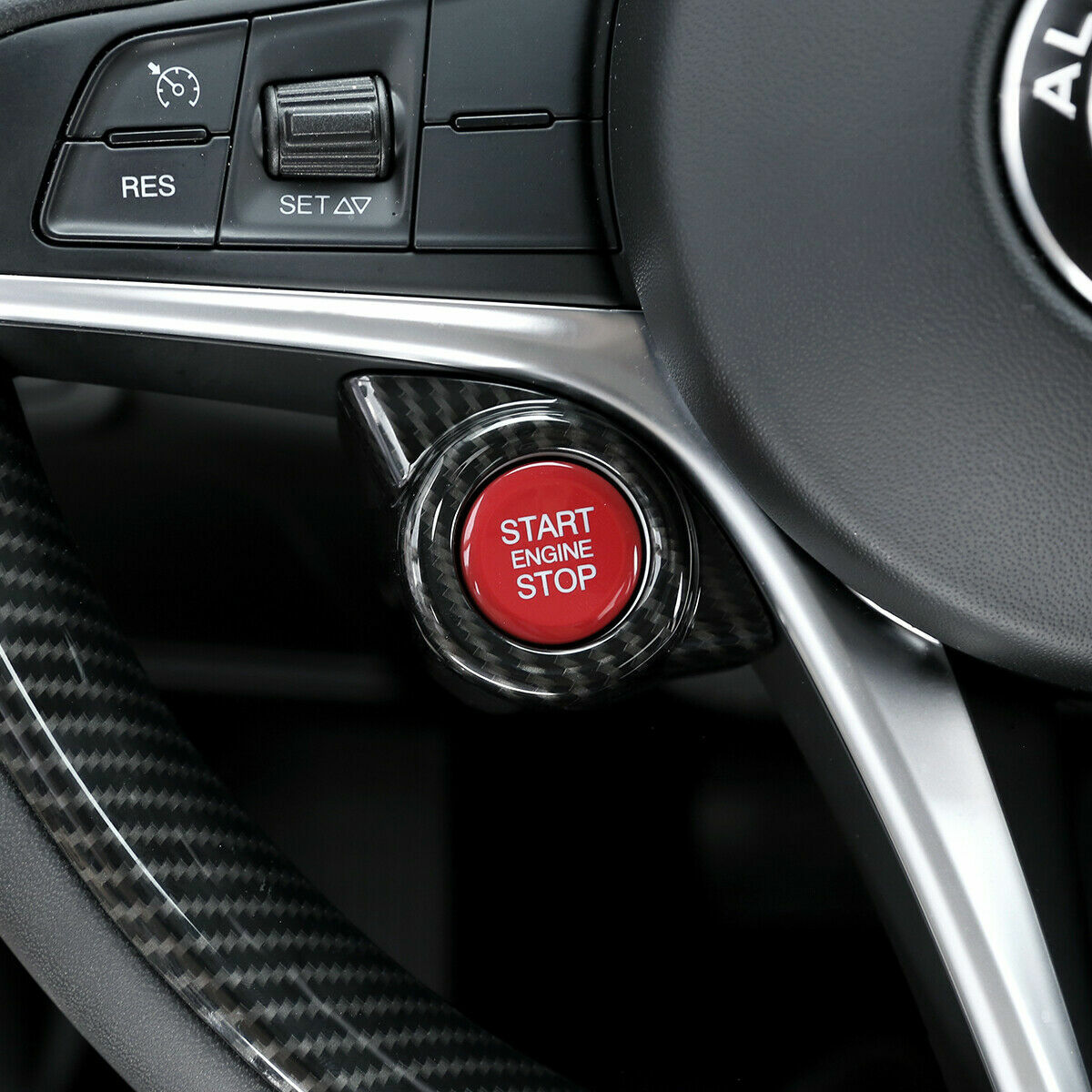 for Alfa Romeo Giulia for Stelvio 2017 18 Carbon Fiber Start Stop Engine Button Trim