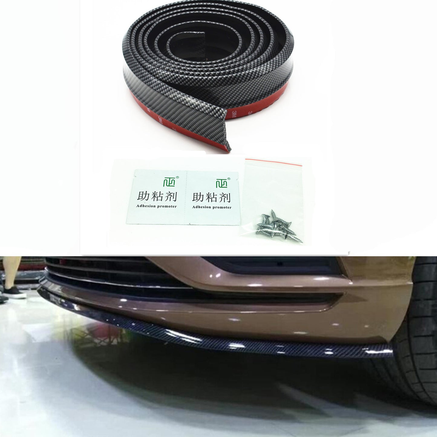 Car Anti-collision Carbon Fiber Bumper Lip Spoiler Protector Splitter Skirt Pad