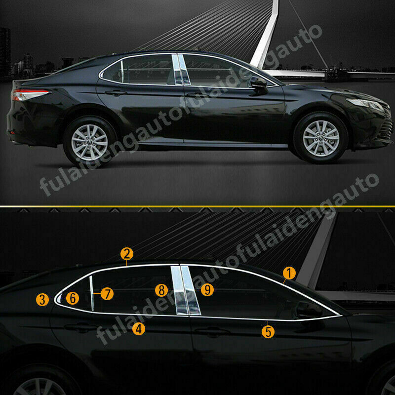 18X for Toyota for Camry 2018-2023 Side Window Moulding Chrome Strips Cover Trims