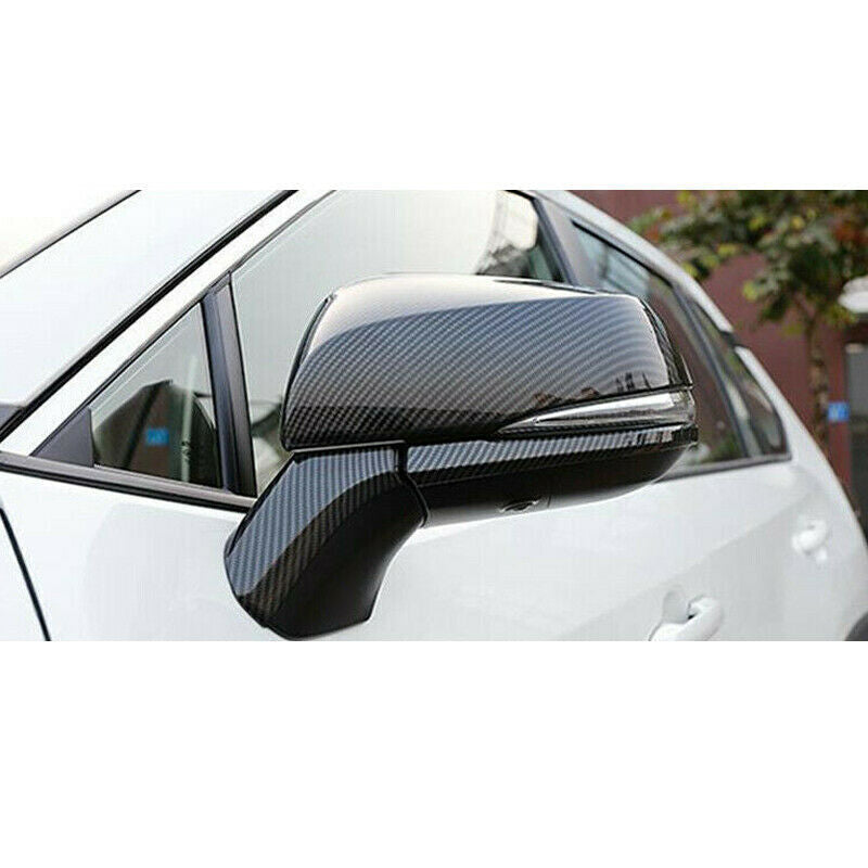6Pcs Carbon Fiber Style Rear Mirror Cover Molding Trim for Toyota RAV4 2019-2024
