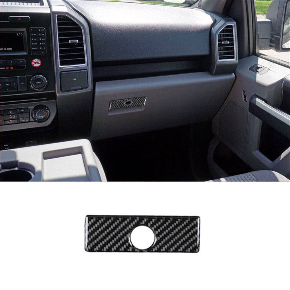 Carbon Fiber Interior Glove Storage Box Handle Trim Cover for Ford F-150 2015