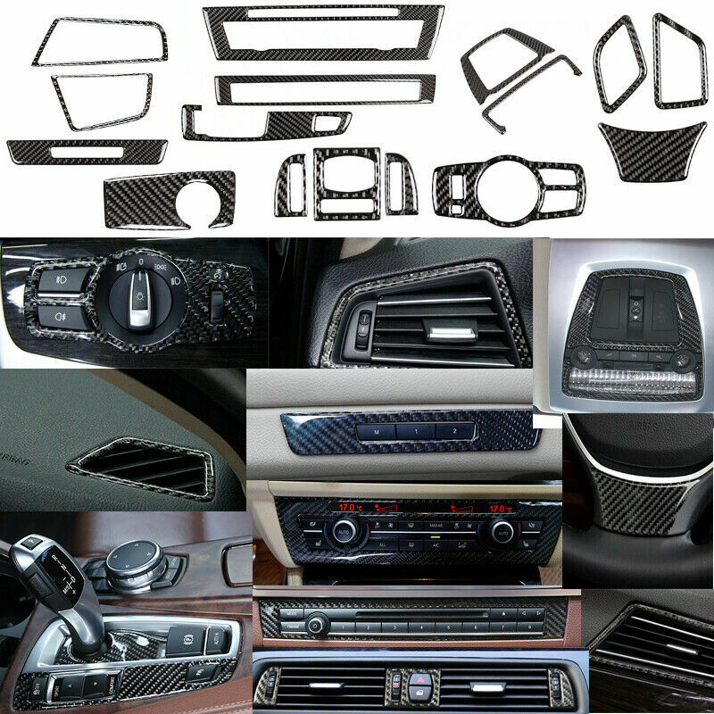 16-Piece Carbon Fiber Full Internal Sticker Protective Cover for BMW 5 Series F10 (2011-17)