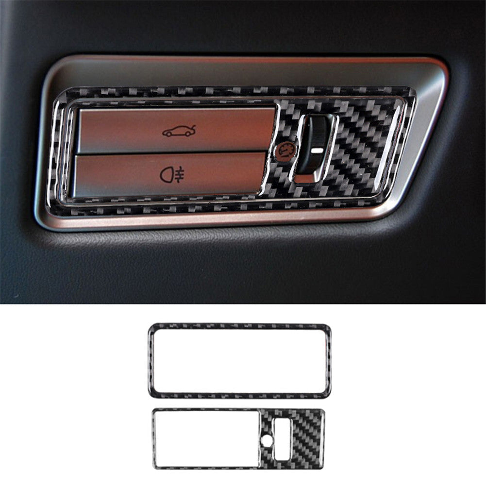 2x carbon fiber trunk switch frame trim for Jaguar XF 2009-2011