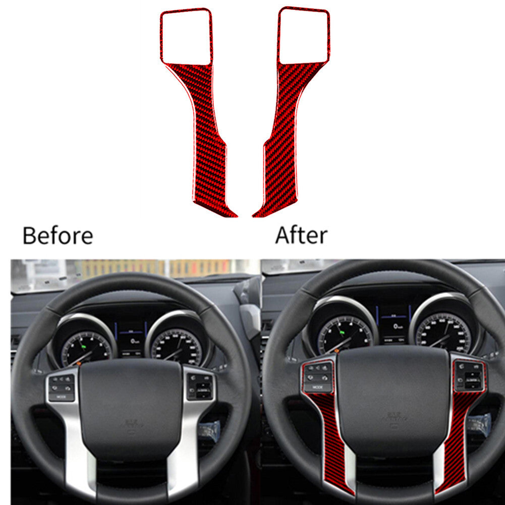 Red Carbon Fiber Steering Wheel Cover Trim for Toyota for Land Cruiser Prado 2010-18