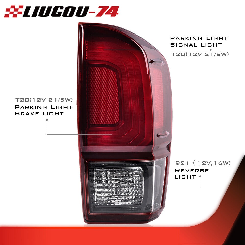 Red taillights and brake lights on the right are suitable for 2016-2022 for Toyota Tacoma TRD style.