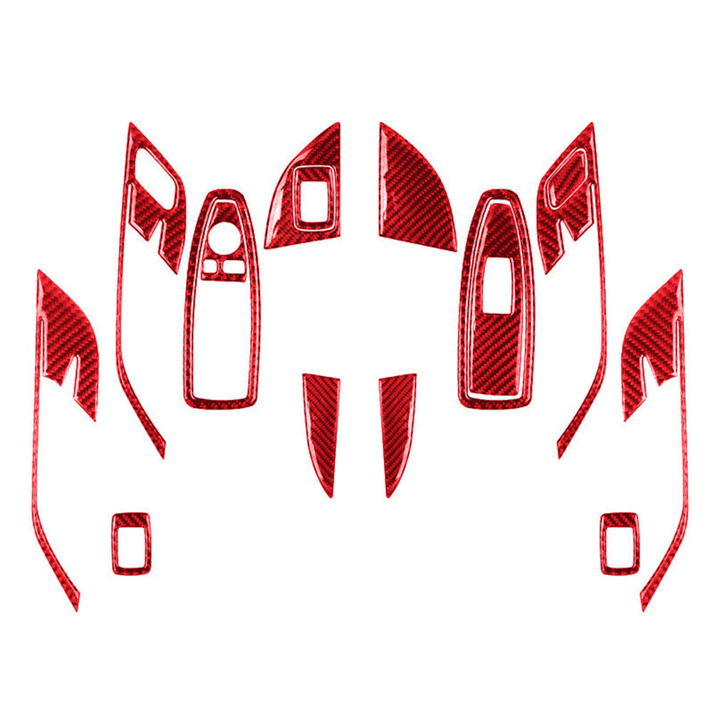 16pcs Red Carbon Fiber Door Control Panel Trim Set for BMW X1 F48 2016-2018