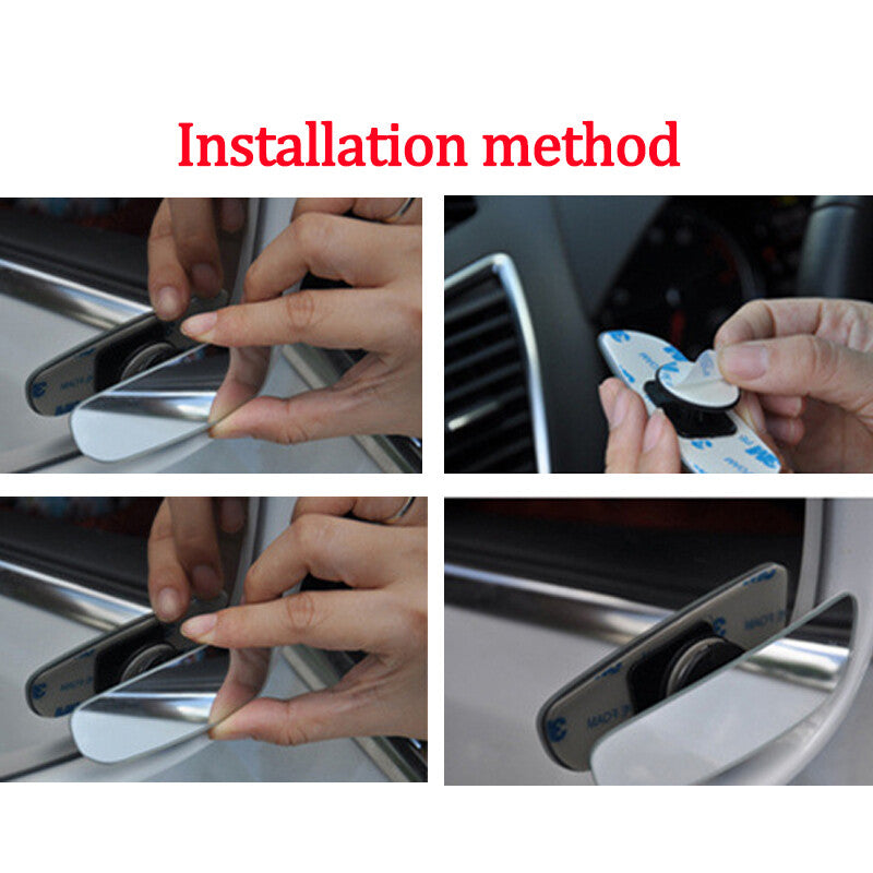 A pair of 360¡ã rotating wide-angle convex rear side view blind spot mirrors for cars.