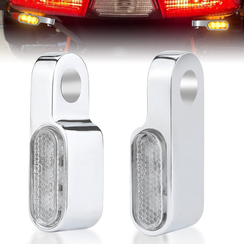 2X Chrome for Mini Motorcycle LED Turn Signals Blinker Light Indicators Amber Lamp