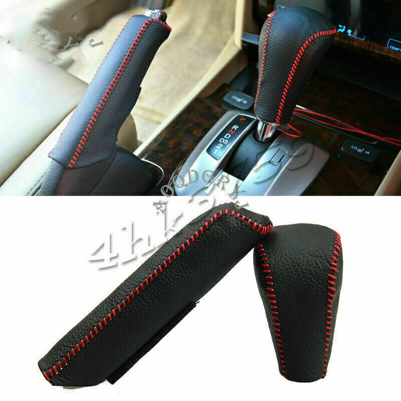 for Honda Accord 2008-2012 Inner Hand sewn leather Gear Shift Knob Cover trim 2x