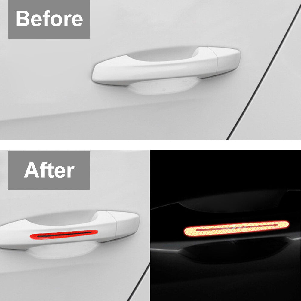 4x Universal Carbon Fiber Car Door Handle Reflector Sticker Scratches Protection