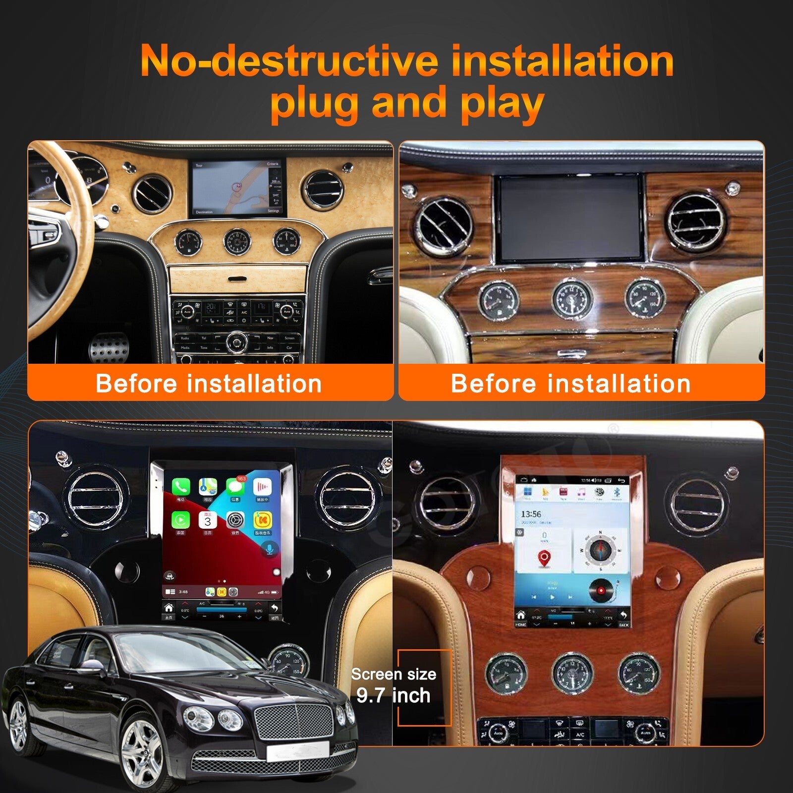 for Bentley Mulsanne 2011-2019 for Tesla Screen Car Radio 2 Din Stereo Receiver 64GB