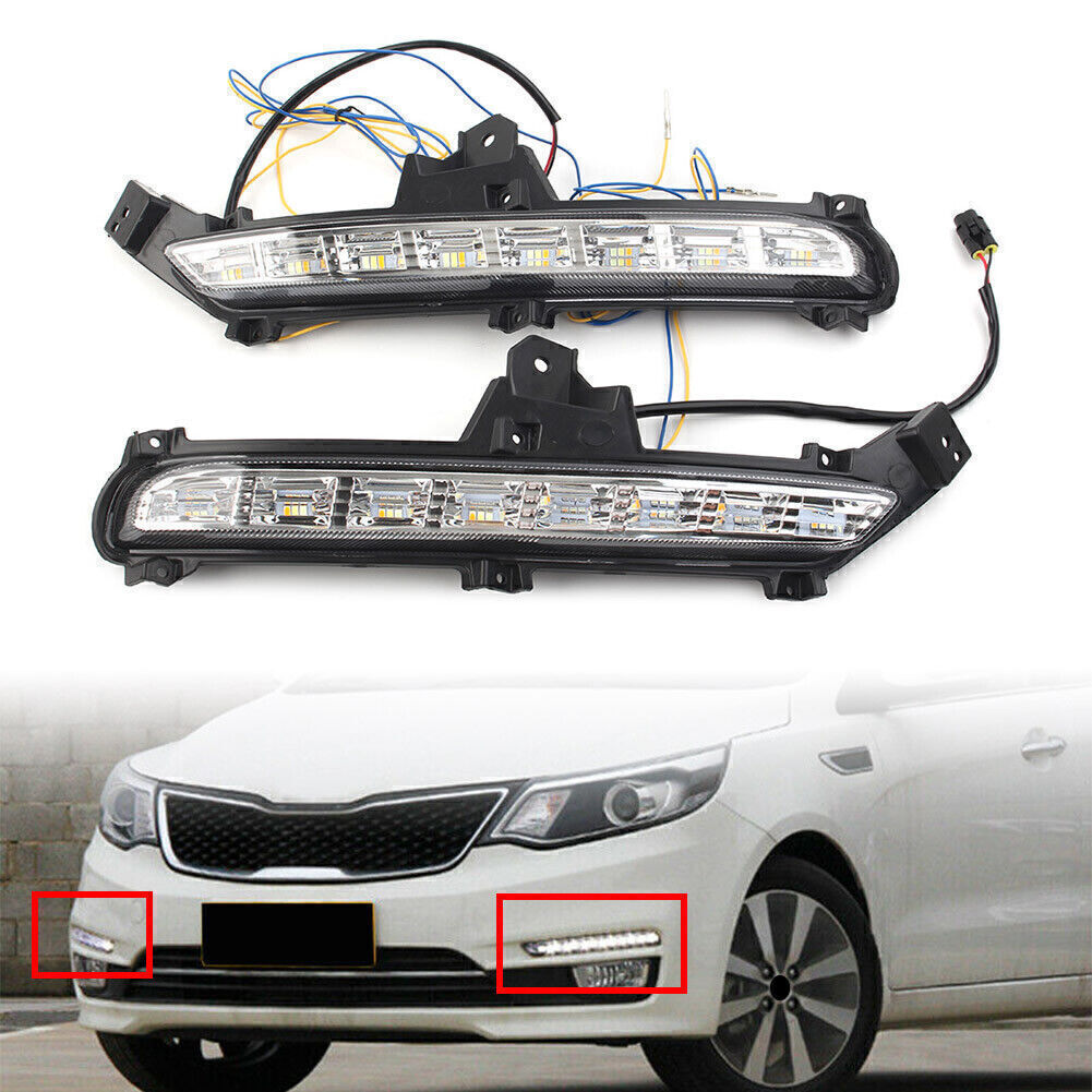2x LED Daytime Running Lights DRL Pure White Indicator Lamp Fit for KIA K2 2015-2016