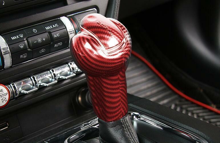 for Ford for Mustang 2015-2022 Red Carbon Fiber Gear Shift Knob Shifter Lever 3PCS