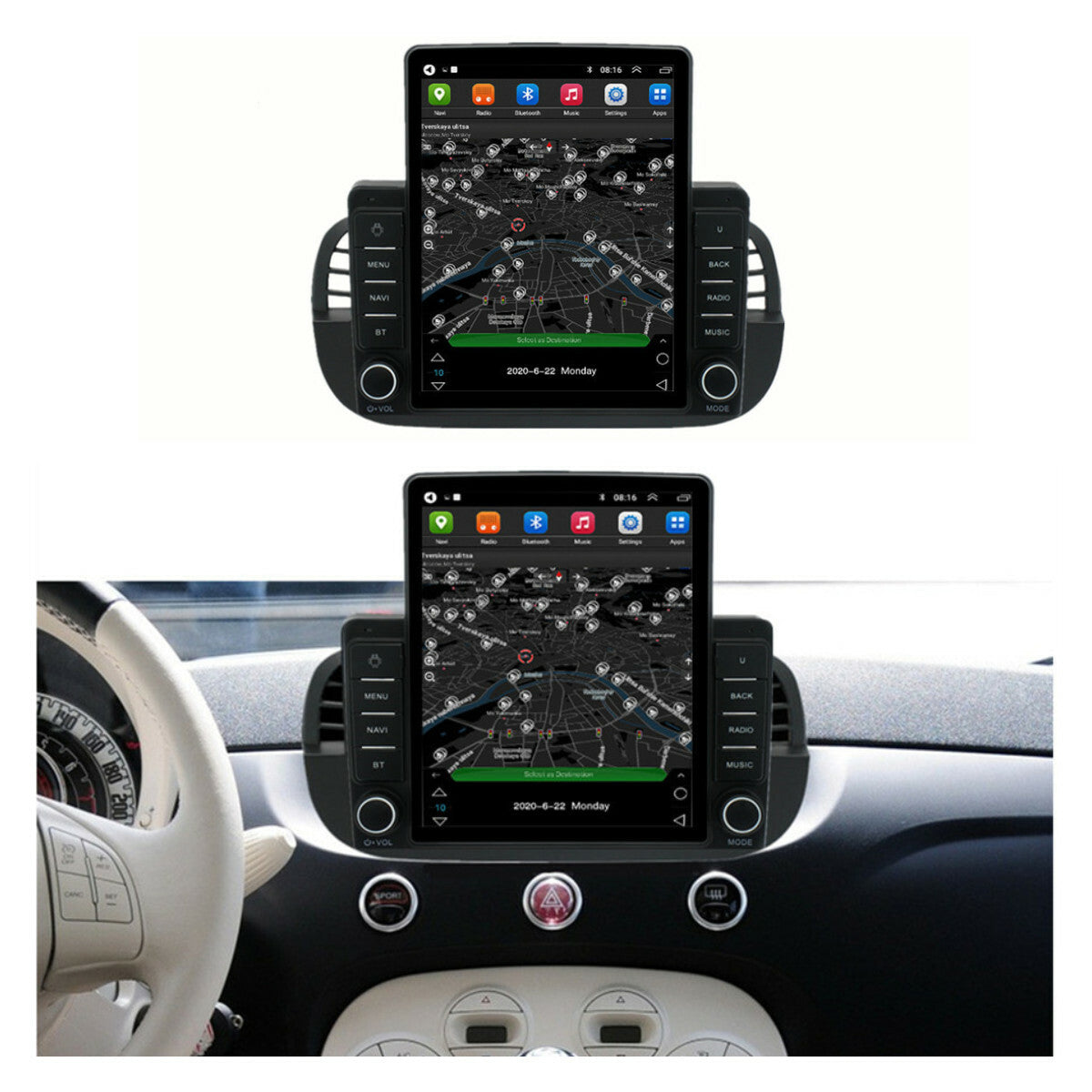 Android 10.1 9.5Radio Stereo GPS Navigation Head Unit WIFI For 2007-15 for Fiat 500