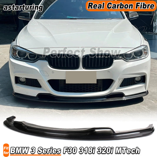 for BMW 3 Series F30 318i 320i MTech Bumper 12-18 REAL Carbon Front Lip Spoiler