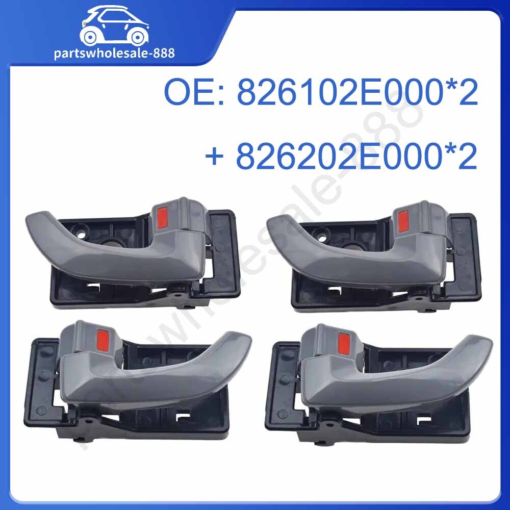 4-piece set of grey interior door handles for front, back, left, and right sides, suitable for 2005-2009 for Hyundai for Tucson models.