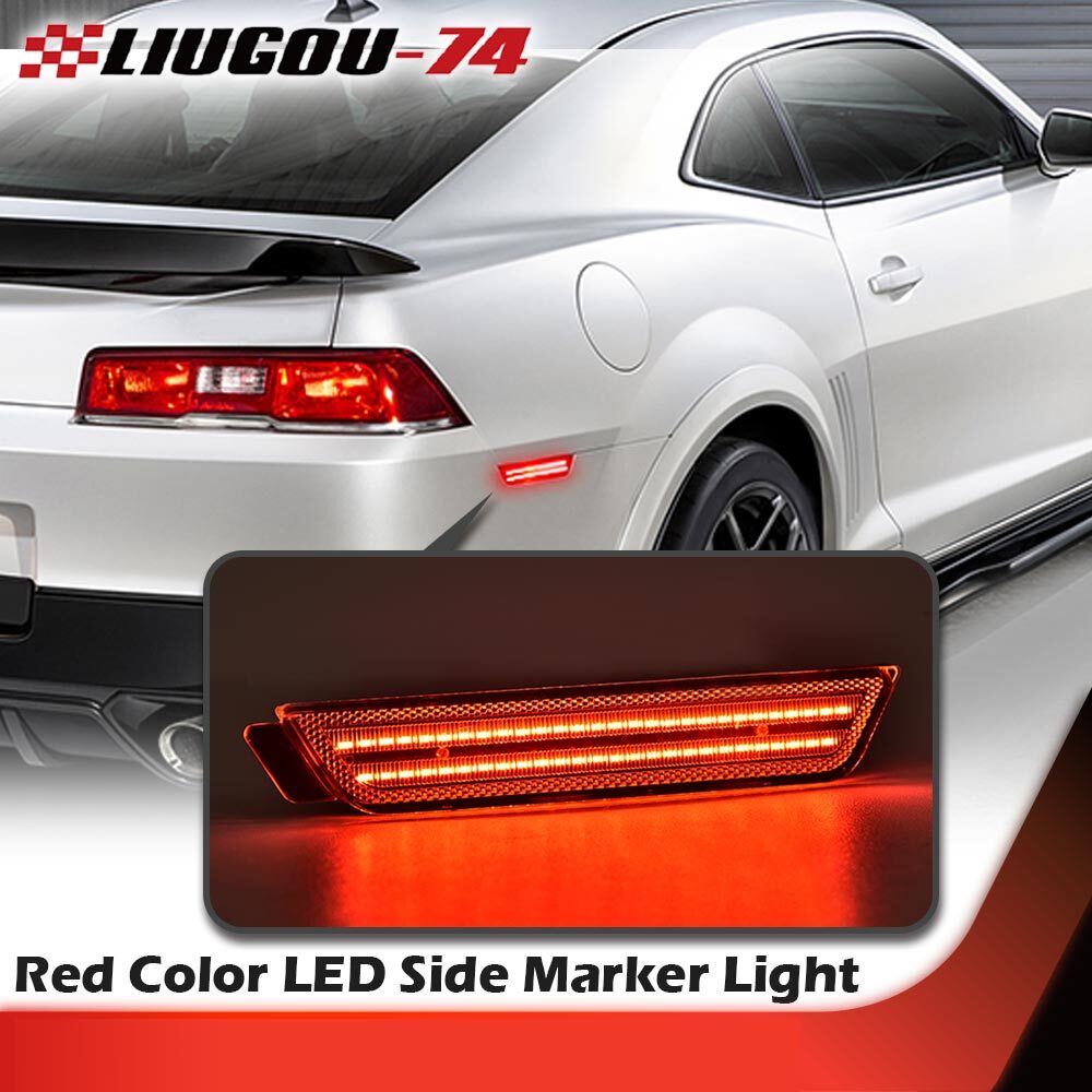 Suitable for 2010-2015 Camaros, rear amber + red clear LED fender side marker lights, brand new.