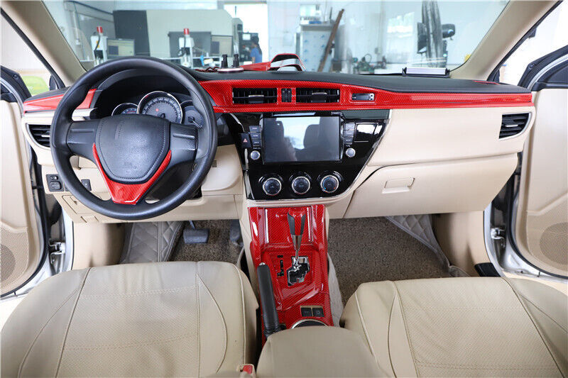 Car Interior Decoration for Toyota for Corolla 2014-2018 Red Cover Trim Carbon Fiber