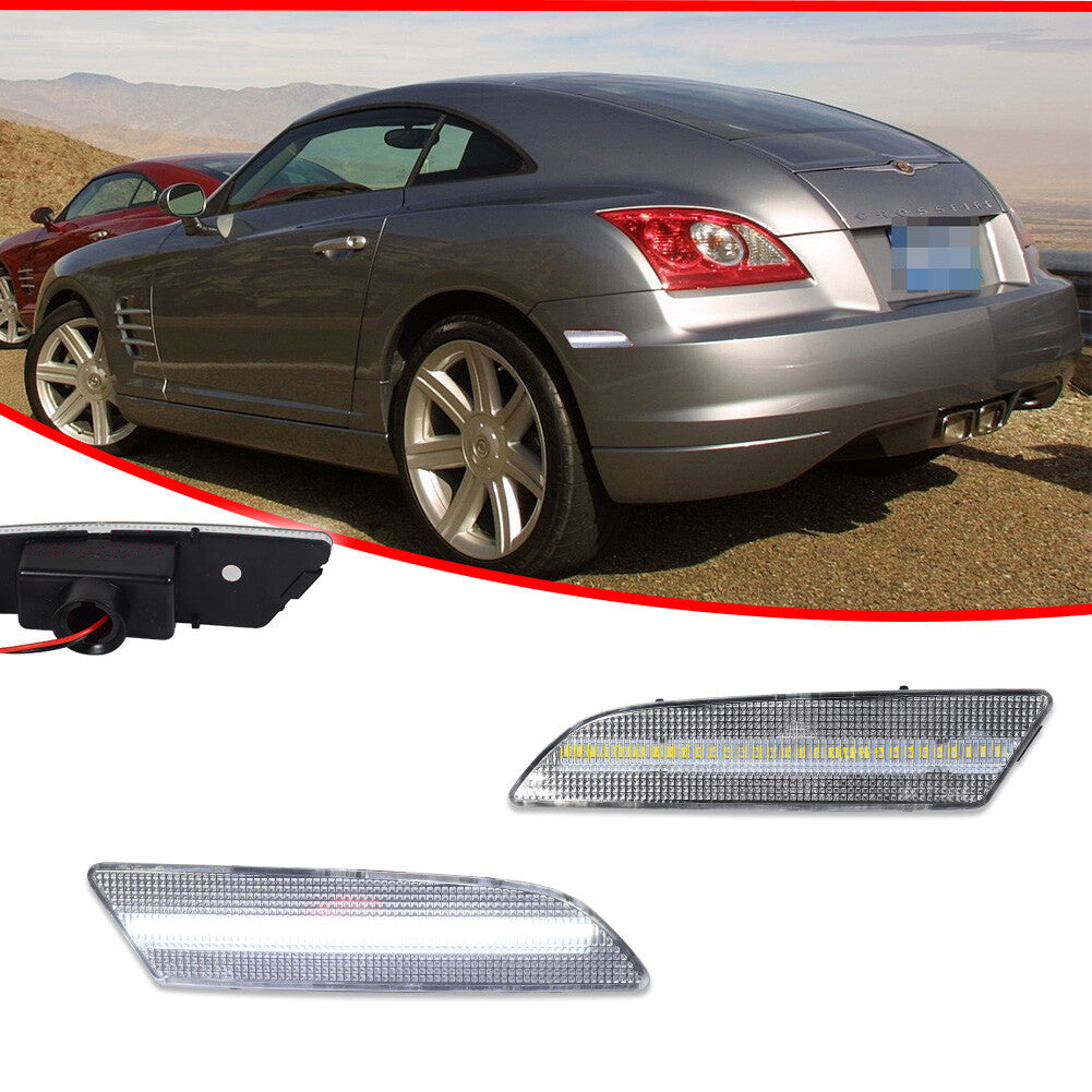 Two white LED clear lens rear marker lights for 2004-2008 for Chrysler Crossfire