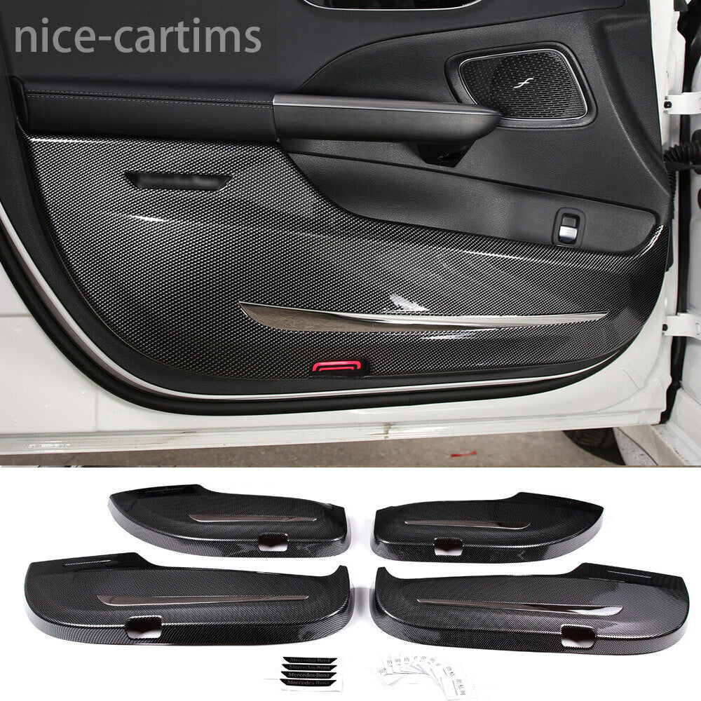 for Benz C class W206 2022+ Interior Door Anti-Kick Panel Cover ABS Carbon Fiber