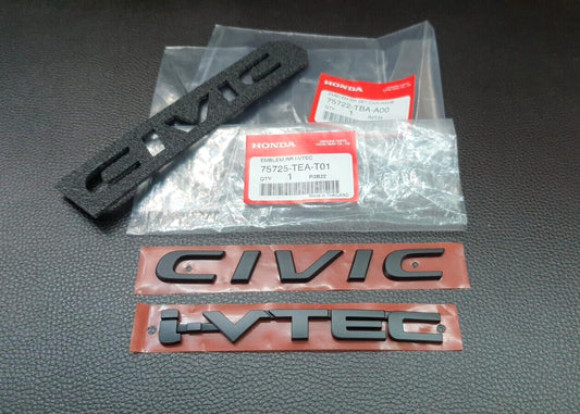 Civilian I-VTEC FC FK MATT black logo embroidered badge for rear for Honda for Civic 2015-21