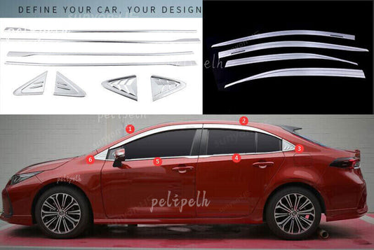 for Toyota for Corolla Sedan 19-23 Chrome Side Window Molding Trim Visor Rain Guards