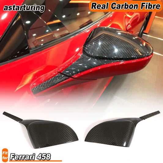 Fit for Ferrari 458 2Door 2011-2016 Real Carbon Side Mirror Cover Caps Add on